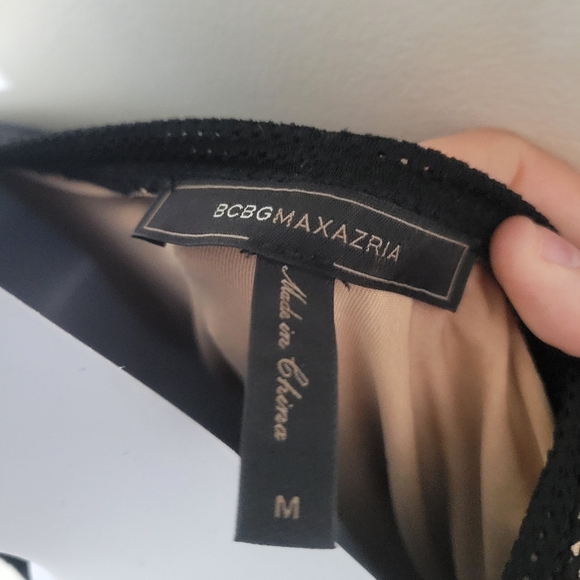 BCBGMAXAZRIA Maira Peplum Mesh Top in Stormy Blue Sz M - Picture 2 of 4